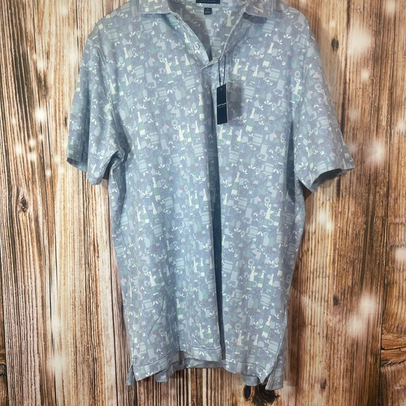 Peter Millar Crown Crafted Patterned Polo Shirt XL Blue Chabl NWT - Picture 2 of 6